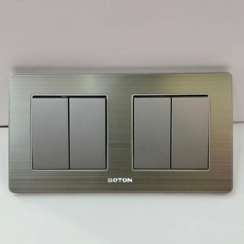 Jual BOTON GREY DOUBLE SAKLAR LAMPU SERI + SERI 1 WAY SWITCH SILVER ...