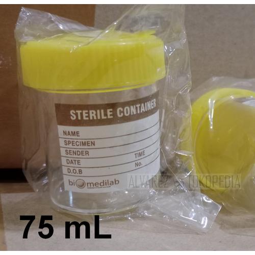 Jual Wadah Pot Steril Tutup Kuning/Pot Steril Berlabel/Urine Container ...