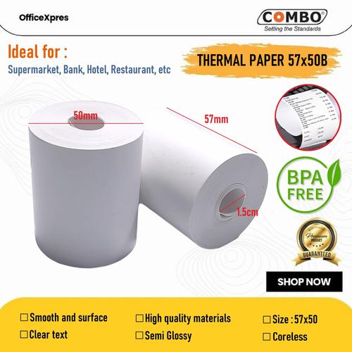 Jual Thermal Paper 57x50B / Kertas Thermal Roll 57 x 50 / Kertas Struk ...