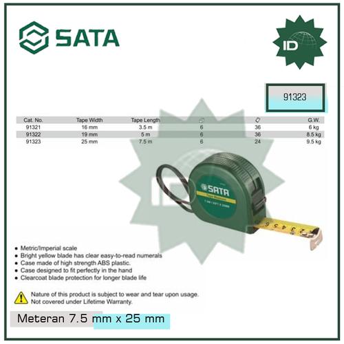Jual Meteran 25 mm x 7.5 m meter ABS Case Tape Metric SAE 91323 SATA ...