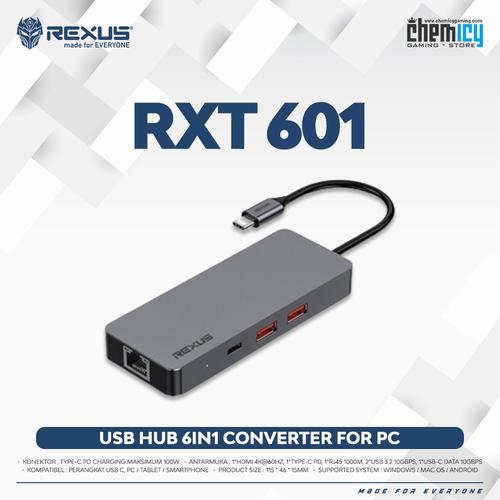 Jual Rexus RXT-601 USB Hub 6in1 Converter for PC / Laptop / Mobile ...