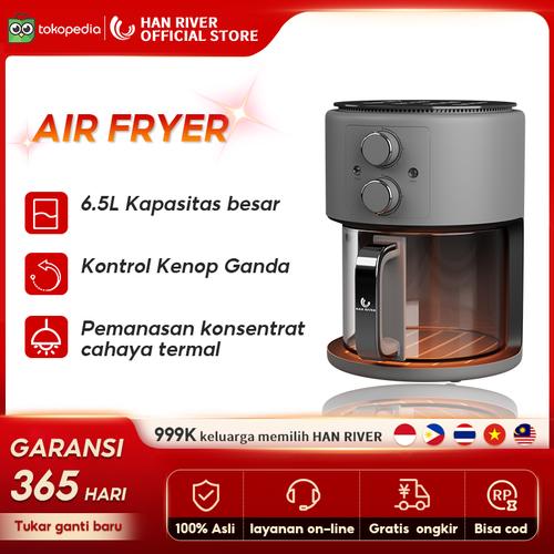 Promo HAN RIVER Air Fryer Low Watt Air Fryer kaca visual Kapasitas tinggi Putih Cicil 0 3x