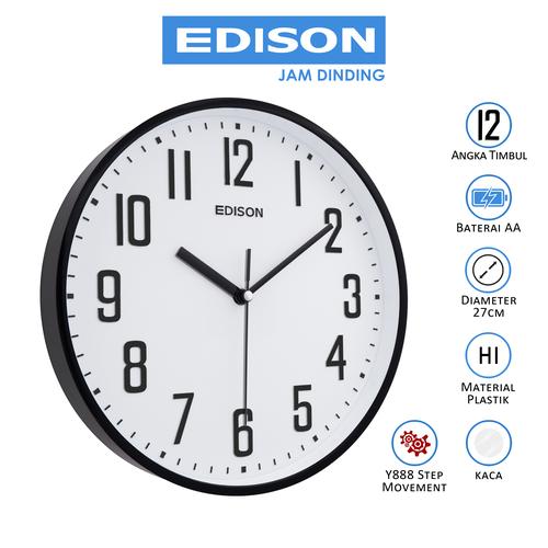 Jual Jam Dinding Edison EQ 270 T79 Timbul Diameter 270mm 70cm Hitam Putih Kota Surabaya