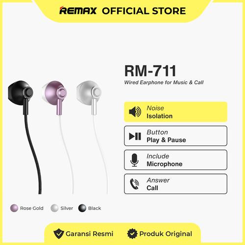 Jual Remax Wired Earphone For Calls and Music RM-711 - BLACK - Jakarta ...