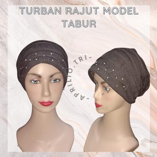 Turban Rambut Jual 4033 - Turban Rajut Model Tabur / Topi Ibu / Kerpus - Coklat Muda ...