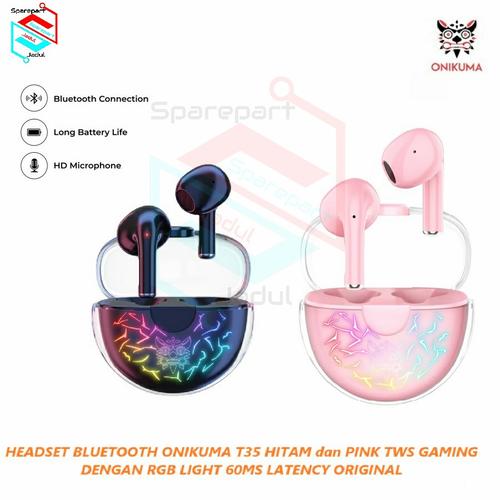 Jual ONIKUMA True Wireless Earbuds T35 Hitam/Pink Headset
