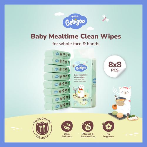 Promo Tisu Basah Bayi Bebigoo Tissue Baby Mealtime Clean Wet Wipes 8x8