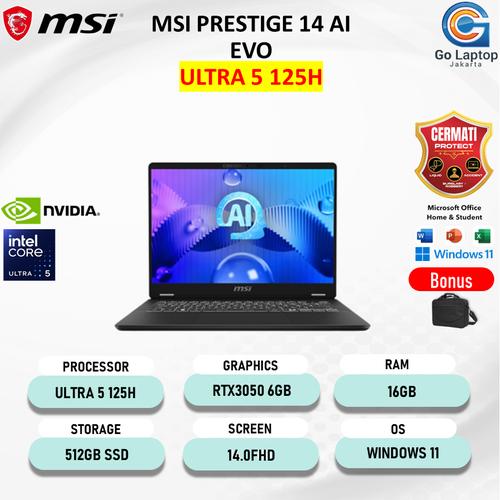 Jual MSI Prestige 14 AI EVO C1UDXG RTX3050 Ultra 5 125H 16GB 512GB