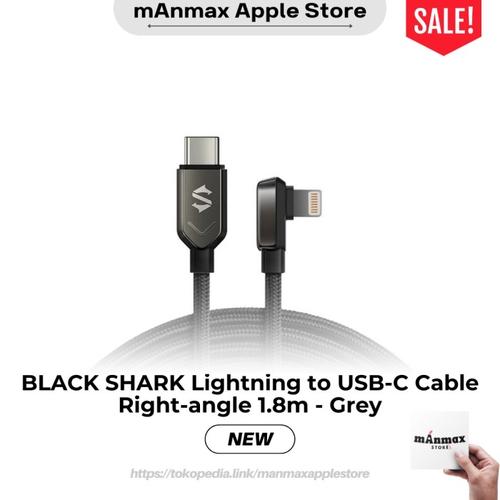 Promo BLACK SHARK Lightning to USBC Cable Rightangle 1.8m Grey