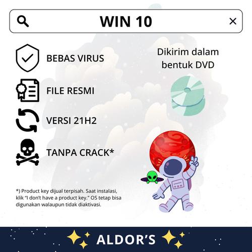 Jual OS CD/DVD WINDOWS 10 Official ISO 64bit Tanpa Key Bootable