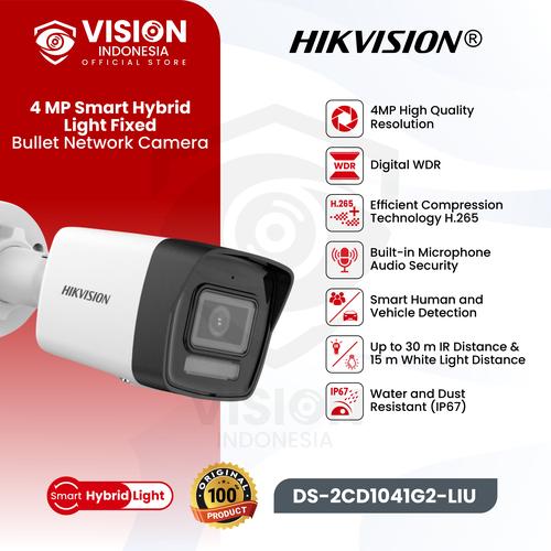 Jual HIKVISION DS2CD1041G2LIU 4MP Smart Hybrid Light Audio Bullet