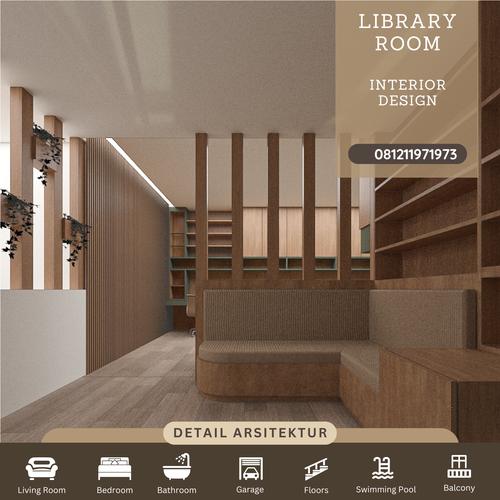 Jual Desain Interior R. Perpustakaan Minimalist Modern 3,08 x 2,50 ...