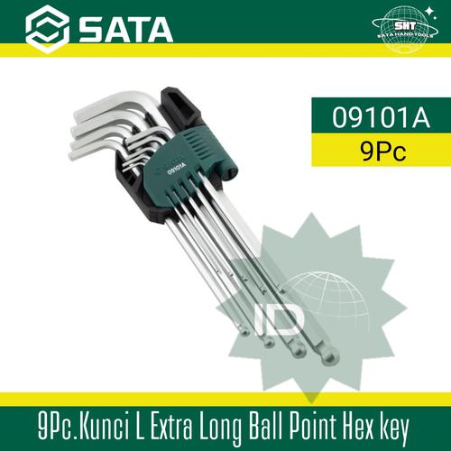 Jual SATA Kunci L Set Extra pjg 9 pcs Extra Long Ball Point 09101A ...