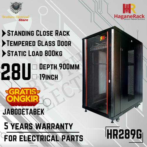 Jual Close Rack Server 28U Depth 900mm - HaganeRack - Tempered Glass ...
