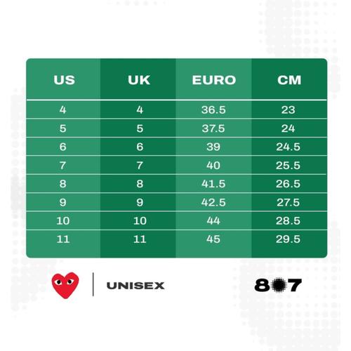 Jual Table Size Chart Sneakers Converse CDG Kota Bandung