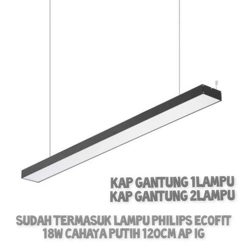 Jual KAP LAMPU GANTUNG KANTOR TL T8 LED BALOK 120CM + LAMPU PHILIPS 18W ...