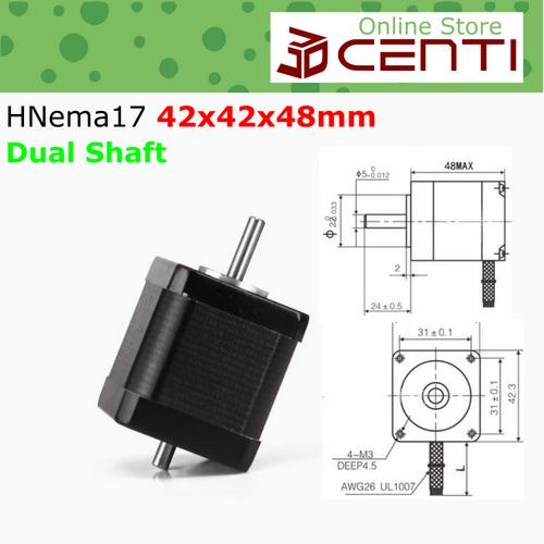 Jual Stepper motor double shaft as 42BYGH47 DC nema17 nema 17 Dual Dua ...