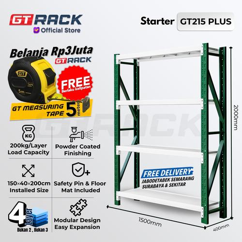 Promo RAK GUDANG BESI GT RACK GT215 PLUS - 200KG 4 SUSUN 2 METER LEBAR ...