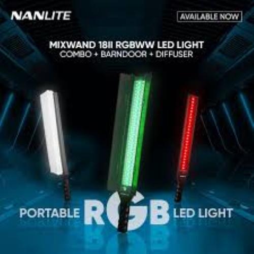 Promo Nanlite Mixwand 18 II RGB LED Light + Barndoors with Diffuser ...