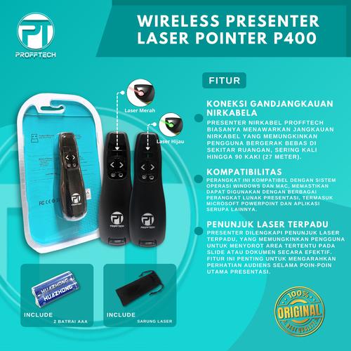 Promo Wireless Presenter Laser Pointer Profftech P400 - LASER HIJAU ...