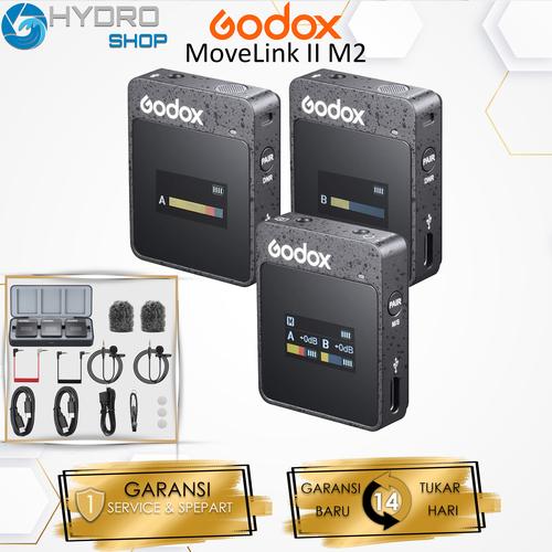 Micro-cravate Sans Fil Godox MoveLink II M2 - 2 émetteurs + 1 Récepteur, 2.4 GHz, Stéréo