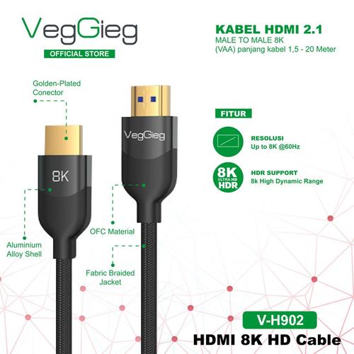 VEGGIEG Kabel HDMI 8K 1m, 3m, 5m, 10m meter di Takmahal  Tokopedia