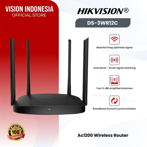 Jual Hikvision DS-3WR12C AC 1200M WiFi5 Dual Band 5GHz 867Mbps 2.4GHz ...