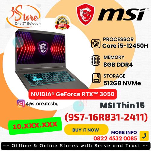 MSI Thin 15 B12UC-2216FR - PC Portable 15,6'' I5, RTX3050, 16Go RAM, 512Go SSD - Neuf