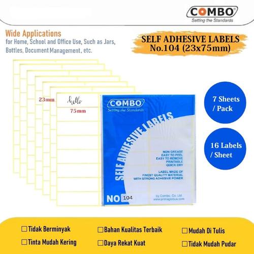 Jual Self Adhesive Labels No.104 / Label Kertas 23 x 75 mm / Label Nama ...