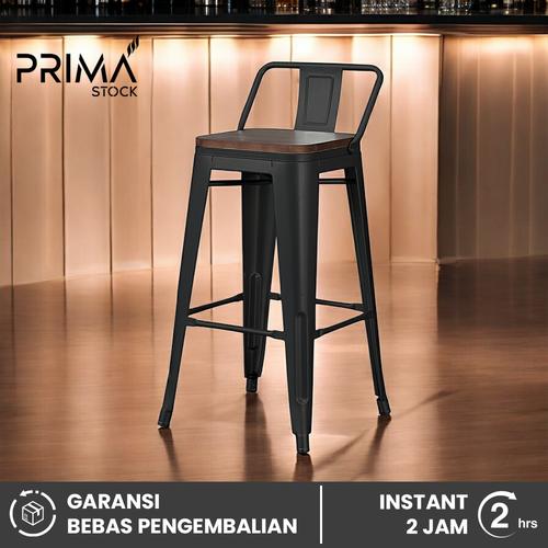 Jual KURSI CAFE TINGGI BAR STOOL BESI METAL DUDUKAN KAYU + SANDARAN ...