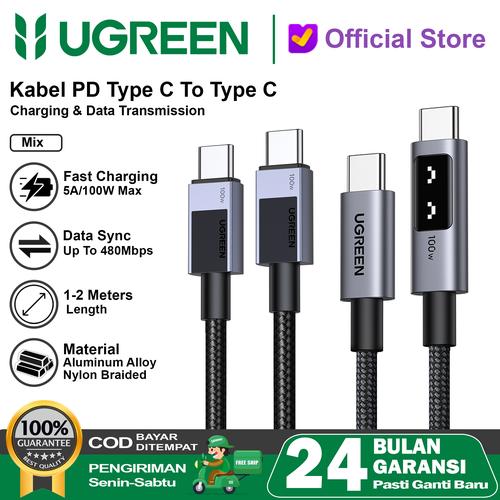 Jual UGREEN Kabel Data PD Type C To Type C Fast Charging 100w 5A 45063 ...