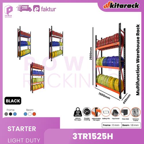 Jual KITARACK Tire Rack 3TR1525 Hitam Series Rak Ban Motor Mobil 300KG ...