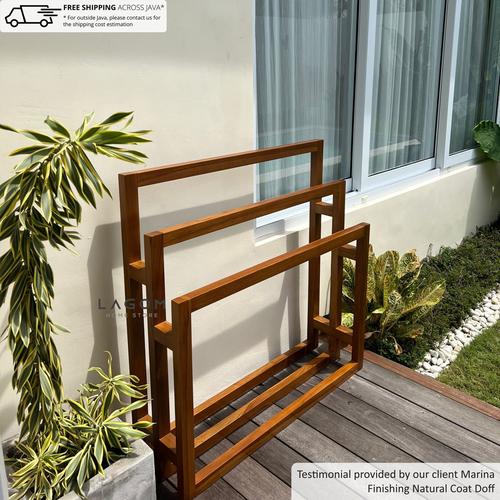 Promo Rak Handuk Minimalis Modern Kayu Jati Solid - 61 cm Width - Kab ...