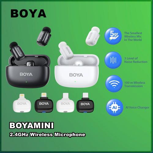 BOYA Mini USB-C Mikrofon - Kabellos, Mit KI Geräuschunterdrückung