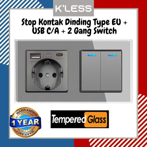 Socket Dinding Promo Stop Kontak Dinding Wall Socket 1 and 2 Gang One Way Tempered ...