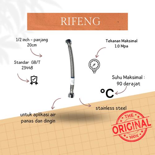 Jual flexible 20cm rifeng hose selang ukuran drat 1/2