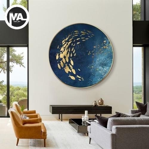Jual lukisan ikan koi aesthetic hiasan dinding aesthetic –lukisan bulat ...