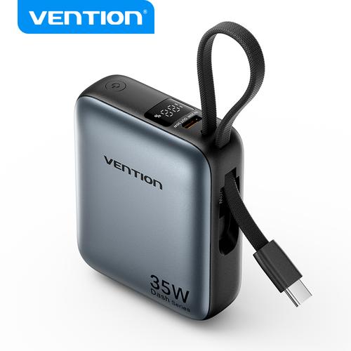 VENTION Mini Power Bank 45 W 20000 mAh con cavo USB-C integrato, PD/PPS, caricabatterie rapido, batterie esterne per cellulare con display a LED per iPhone 16/15/14, Galaxy S25/S24, iPad, laptop