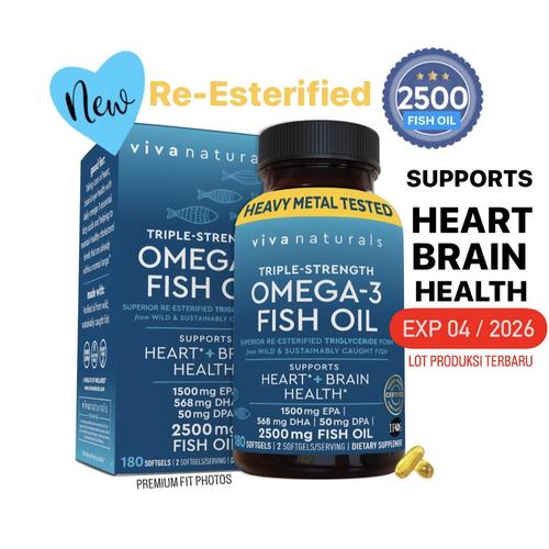 Viva Naturals Triple Strength Omega 3 Fish Oil Jual VIVA NATURALS TRIPLE STRENGTH OMEGA-3 FISH OIL - 180 softgels