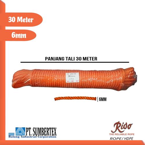 Jual TALI RIDO Tali Tambang Plastik 6mm Panjang 30 Meter HDPE Pilihan ...