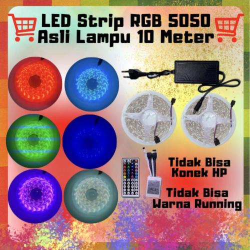 Jual LAMPU LED STRIP RGB 5050 ASLI LAMPU 10METER(ADAPTOR+REMOT+MODUL ...