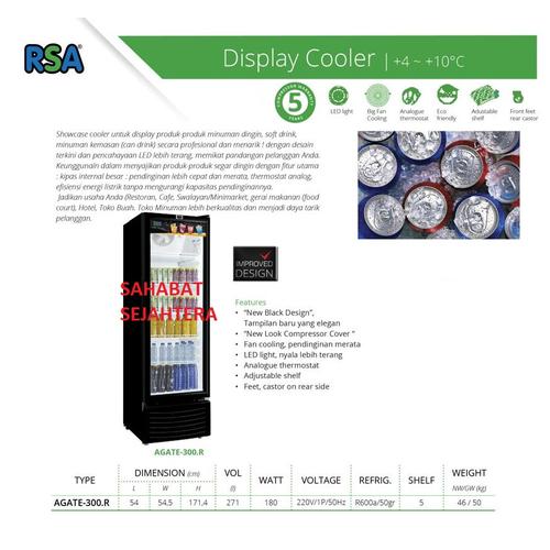 Jual Display Cooler / Showcase 1 Pintu RSA Tipe AGATE-300.R - Jakarta ...