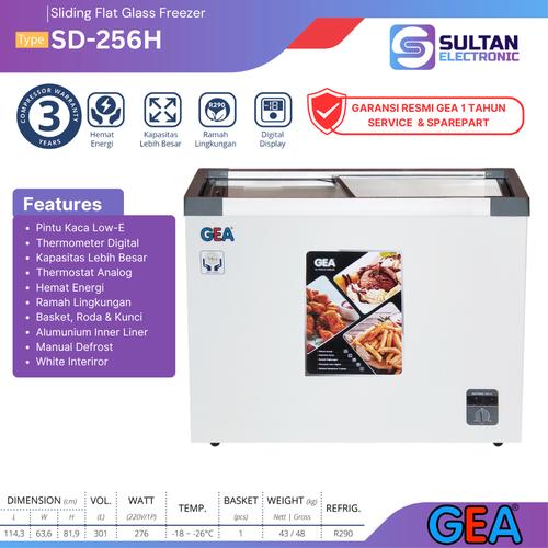 Jual GEA Sliding Flat Glass Freezer SD-256H / SD 256 H / SD256H Chest ...