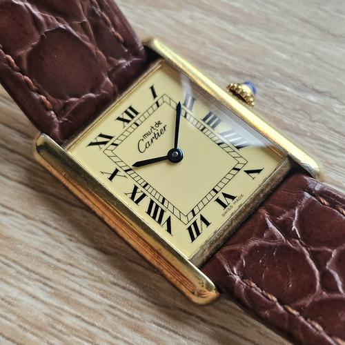 Jual SOLD Must de Cartier Tank Roman Cream Dial Men Size Quartz