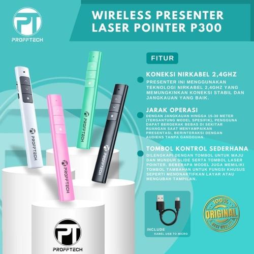 Promo Laser Pointer Presenter Wireless P-300, Original Profftech -Green ...