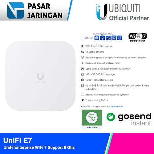 Access Point Ubiquiti Unifi E7 – WiFi 6E, Triple Banda (2.4/5/6 GHz), Velocidad Hasta 11500 Mbps, Para Empresas