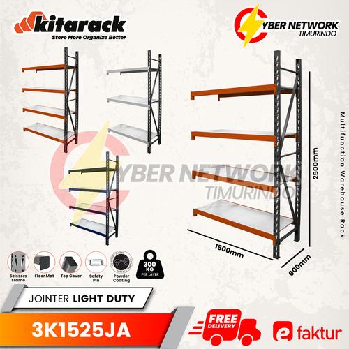 Jual KITARACK Rak Gudang Besi 300kg 2.5M P. 1.5M Rack Gudang 4 Susun ...
