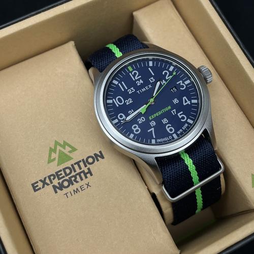 Timex Expedition TW2V23000 - Orologio Uomo In Tessuto Blu, 40 Mm, Al Quarzo, Con Luce INDIGLO E Calendario, 50m防水