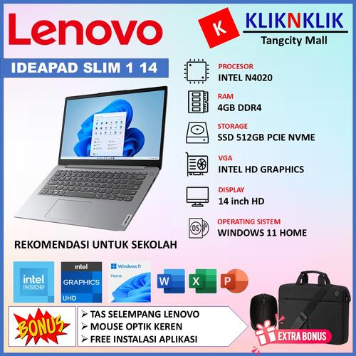 Jual Laptop Untuk Sekolah Lenovo Ideapad Slim 1 14 Intel N4020 Ram 4GB ...