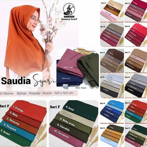 Jual up SAUDIA SYARI BY UMAMA SCRAFT SEGIEMPAT HIJAB JILBAB POLOS